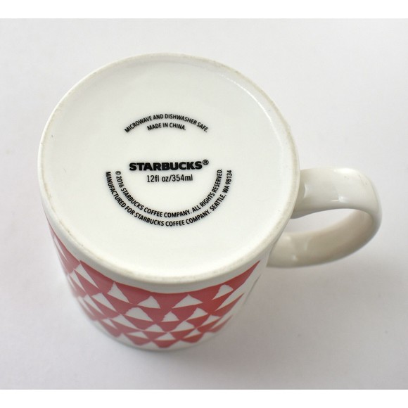Starbucks Red Triangle Trees Mug - 2016 Starbucks Holiday Coffee Cup 12 fl oz - Picture 5 of 6